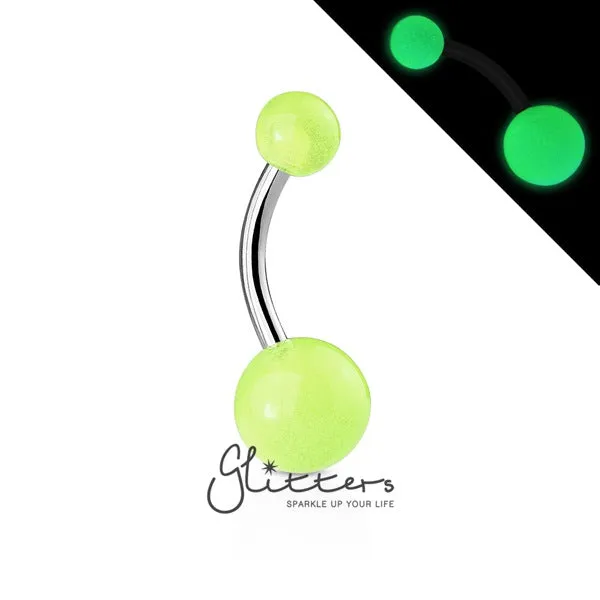 14GA Glow In The Dark Balls Belly Button Ring-Green