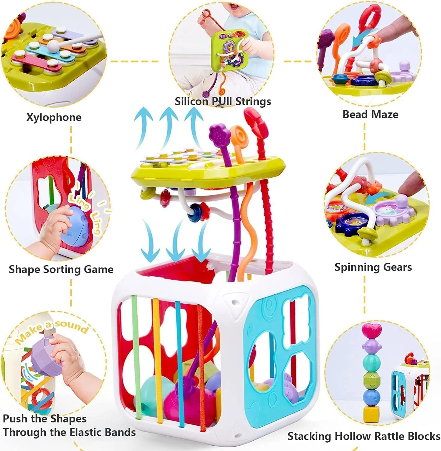 7 IN 1 MONTESSORI SENSORY TOYS FOR BABY 6 9 12 18 MONTHS NEWBORN GIRL BOY EDUCATIONAL GIFT MOTOR SKILLS ACTIVITY CUBE GAMES FOR CHILDREN 1 2 YEARS BIRTHDAY GIFT