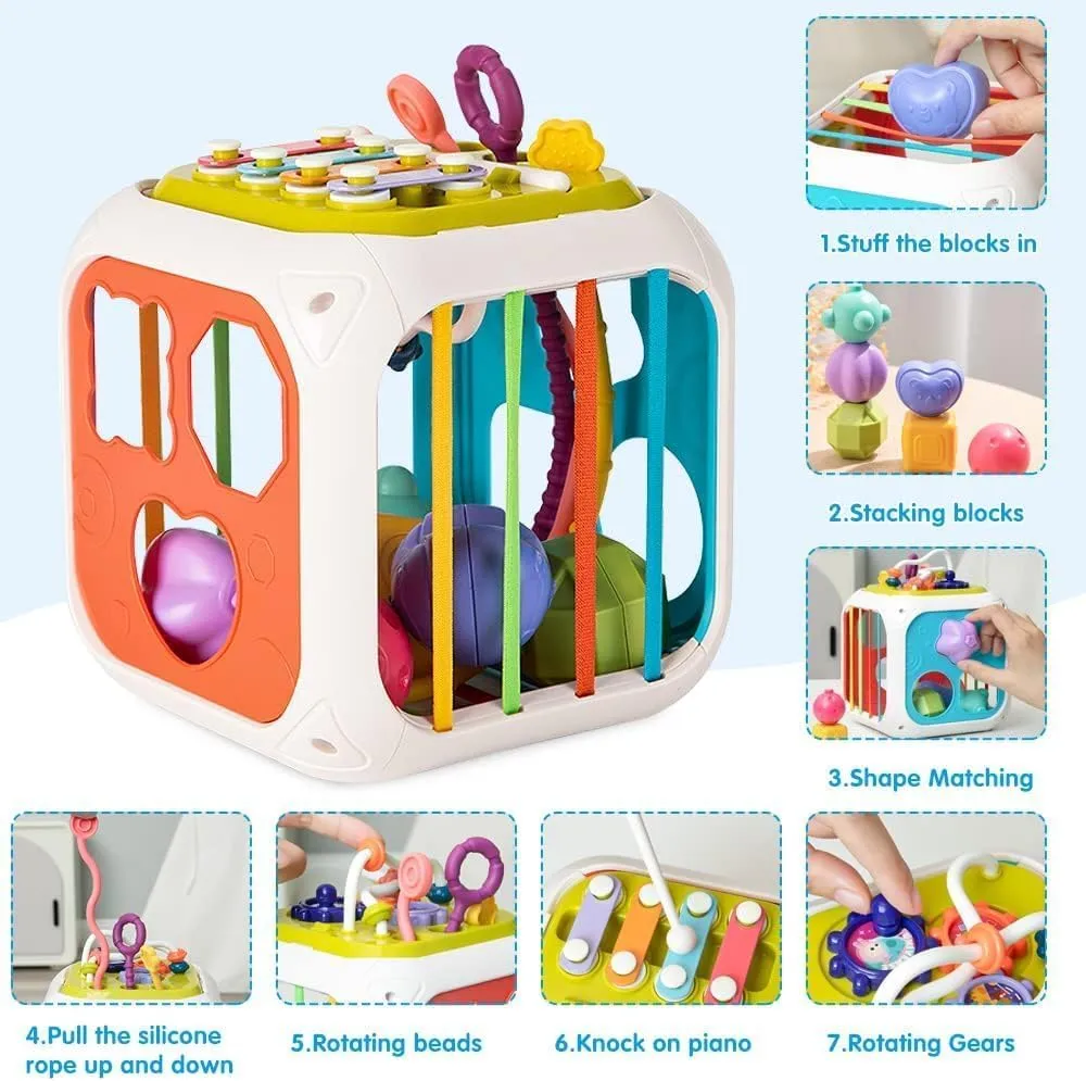 7 IN 1 MONTESSORI SENSORY TOYS FOR BABY 6 9 12 18 MONTHS NEWBORN GIRL BOY EDUCATIONAL GIFT MOTOR SKILLS ACTIVITY CUBE GAMES FOR CHILDREN 1 2 YEARS BIRTHDAY GIFT