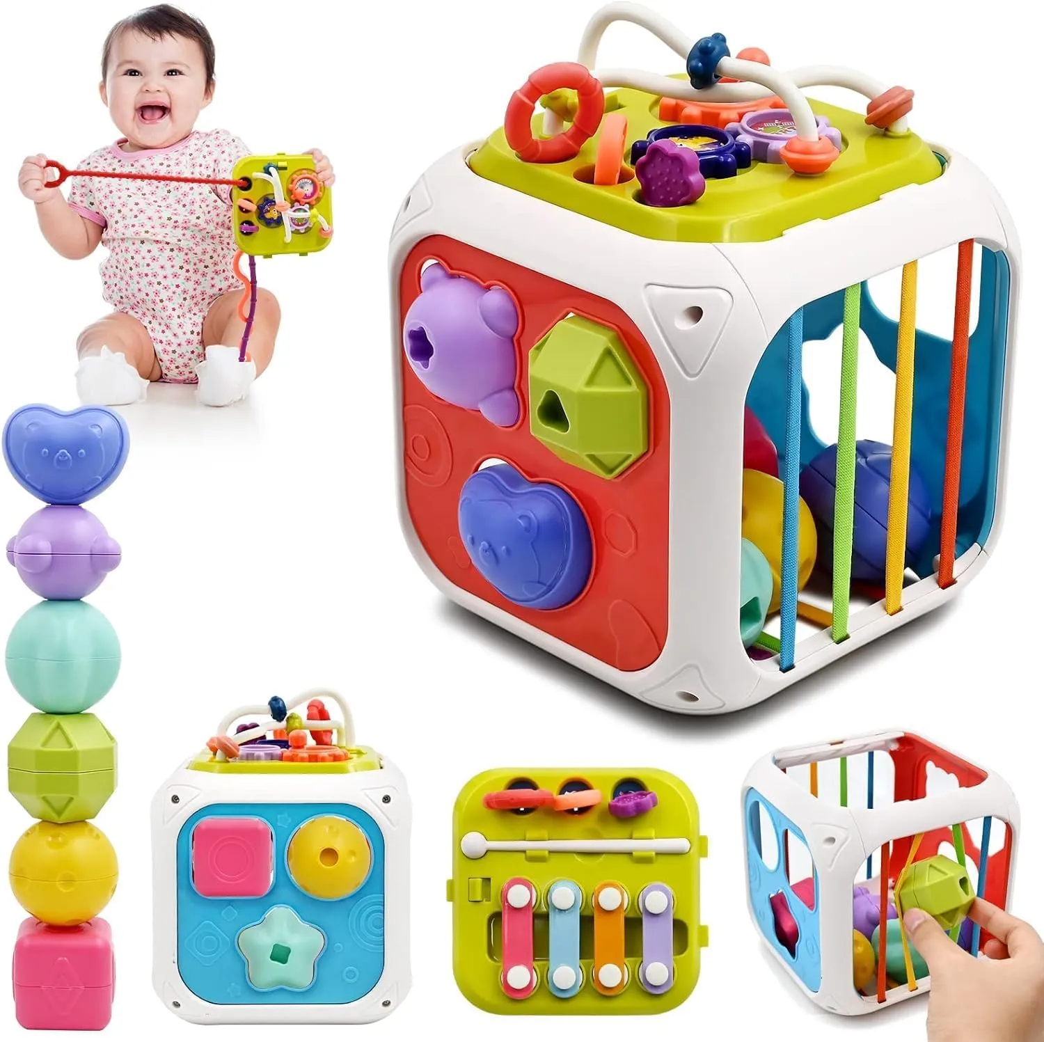 7 IN 1 MONTESSORI SENSORY TOYS FOR BABY 6 9 12 18 MONTHS NEWBORN GIRL BOY EDUCATIONAL GIFT MOTOR SKILLS ACTIVITY CUBE GAMES FOR CHILDREN 1 2 YEARS BIRTHDAY GIFT