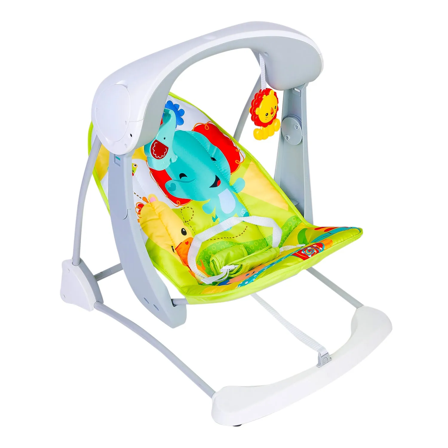 Bright Stars Foldable Musical Comfortable Swing Jungle Print Green