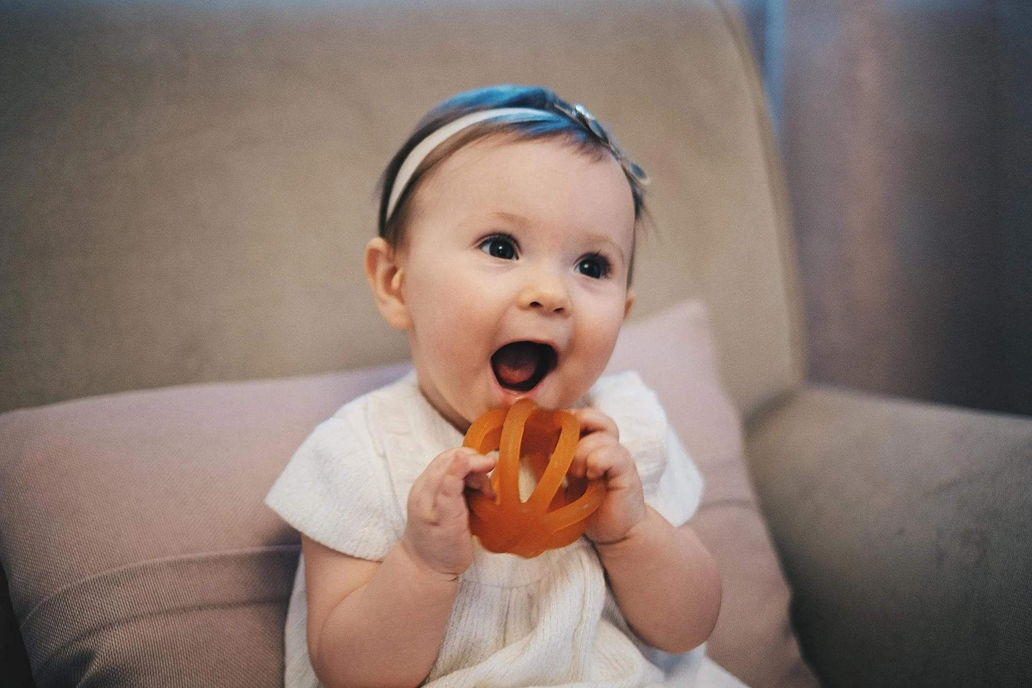 Calmies: 100% Natural Rubber Baby Teether - Plant-Based, BPA-Free & PVC-Free, Supports Sensory Development