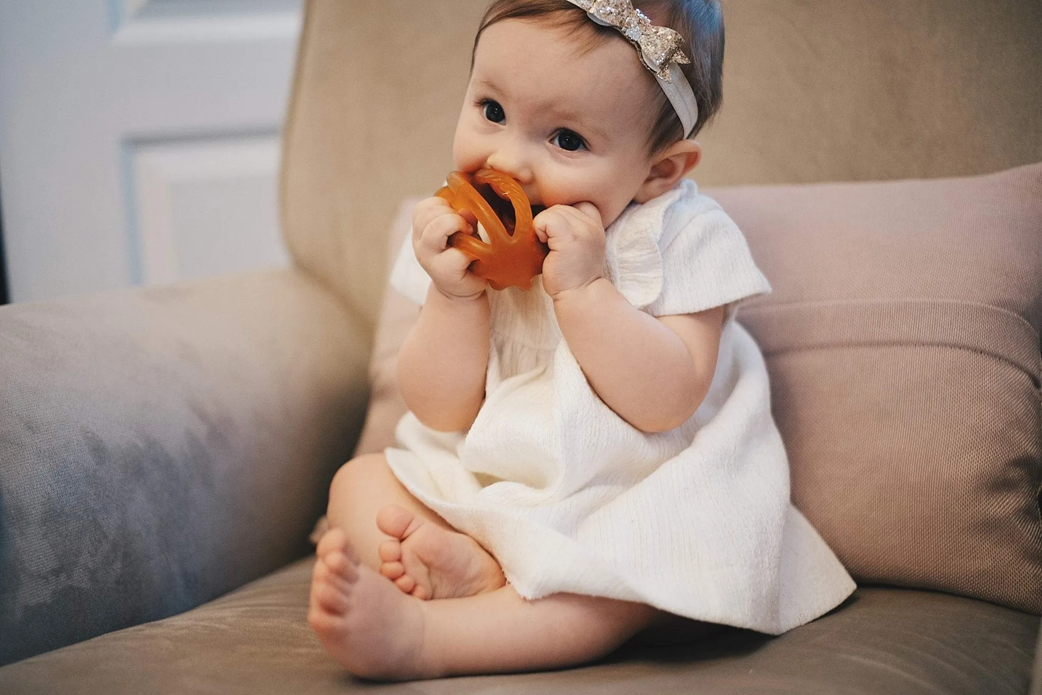 Calmies: 100% Natural Rubber Baby Teether - Plant-Based, BPA-Free & PVC-Free, Supports Sensory Development