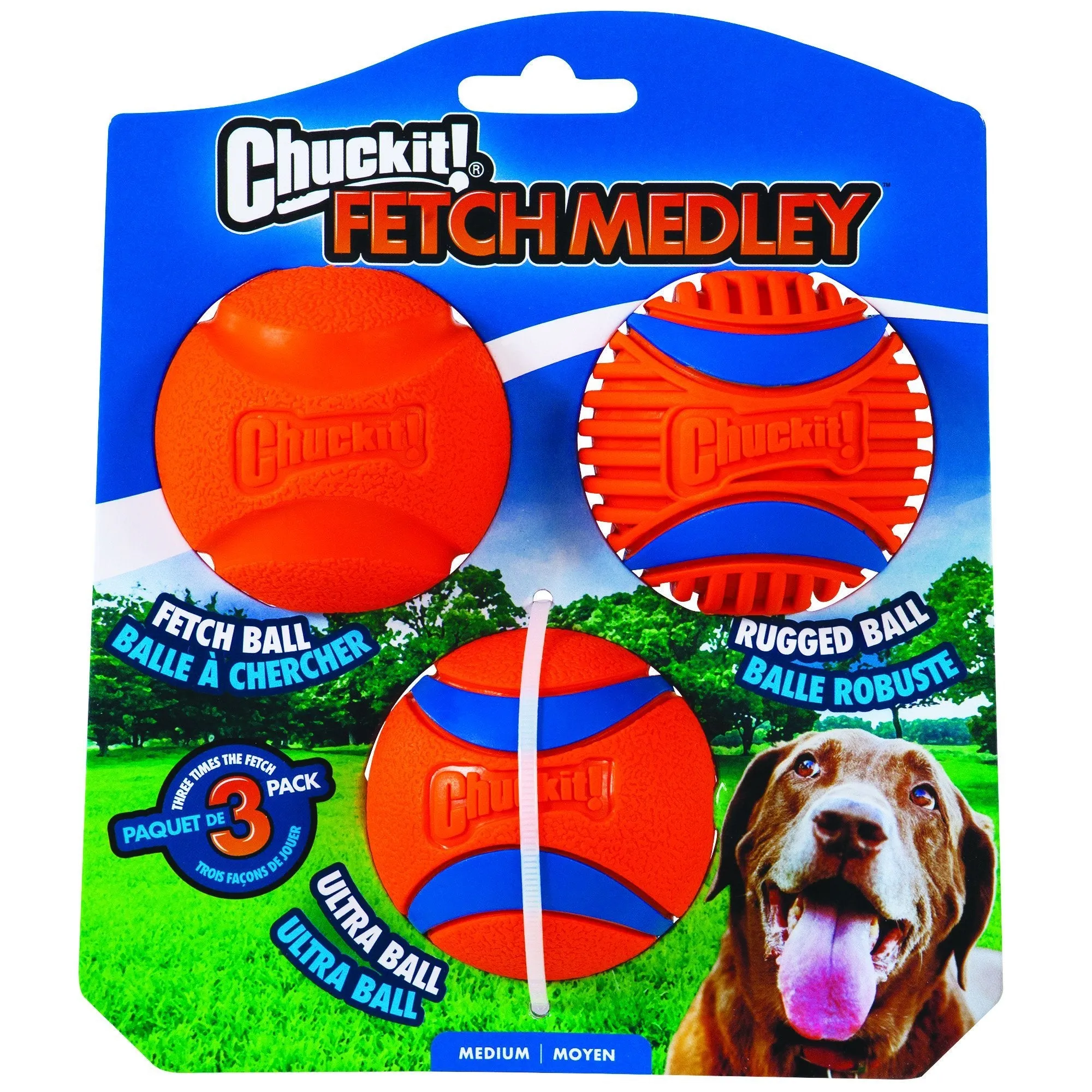 Chuckit Fetch Medley Ball Gen 3 Medium Dog Toy Set^^^