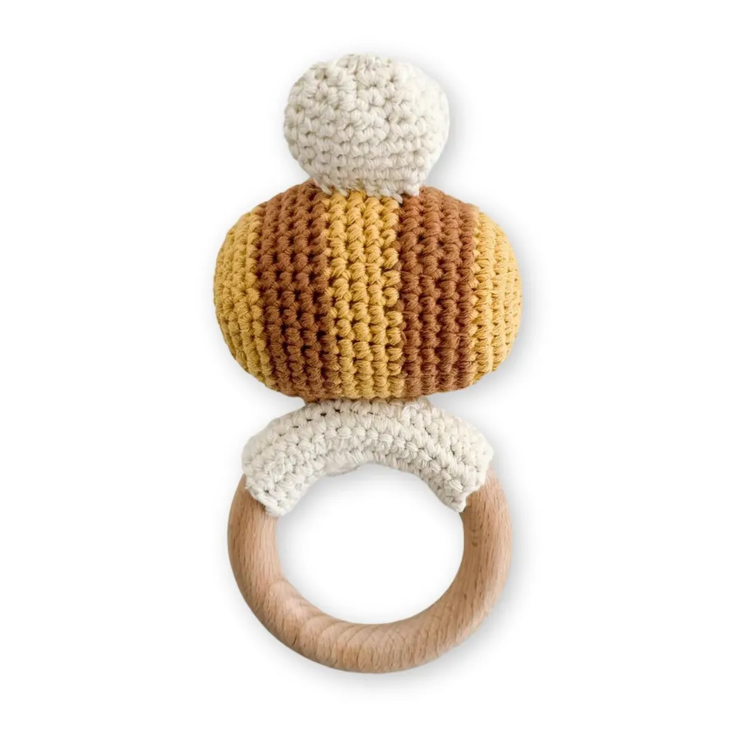 Cotton Crochet Rattle Teether Bee