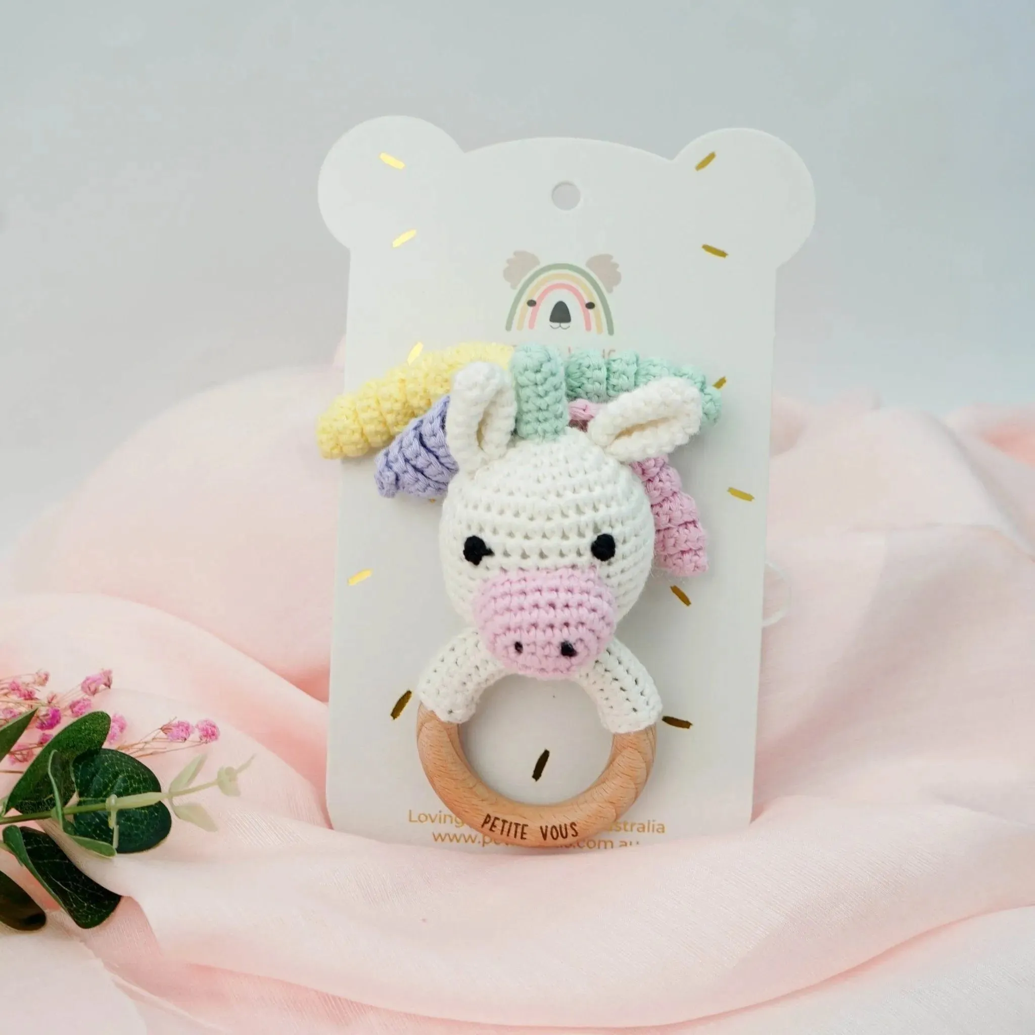 Crochet Ring Rattle - Isla Unicorn