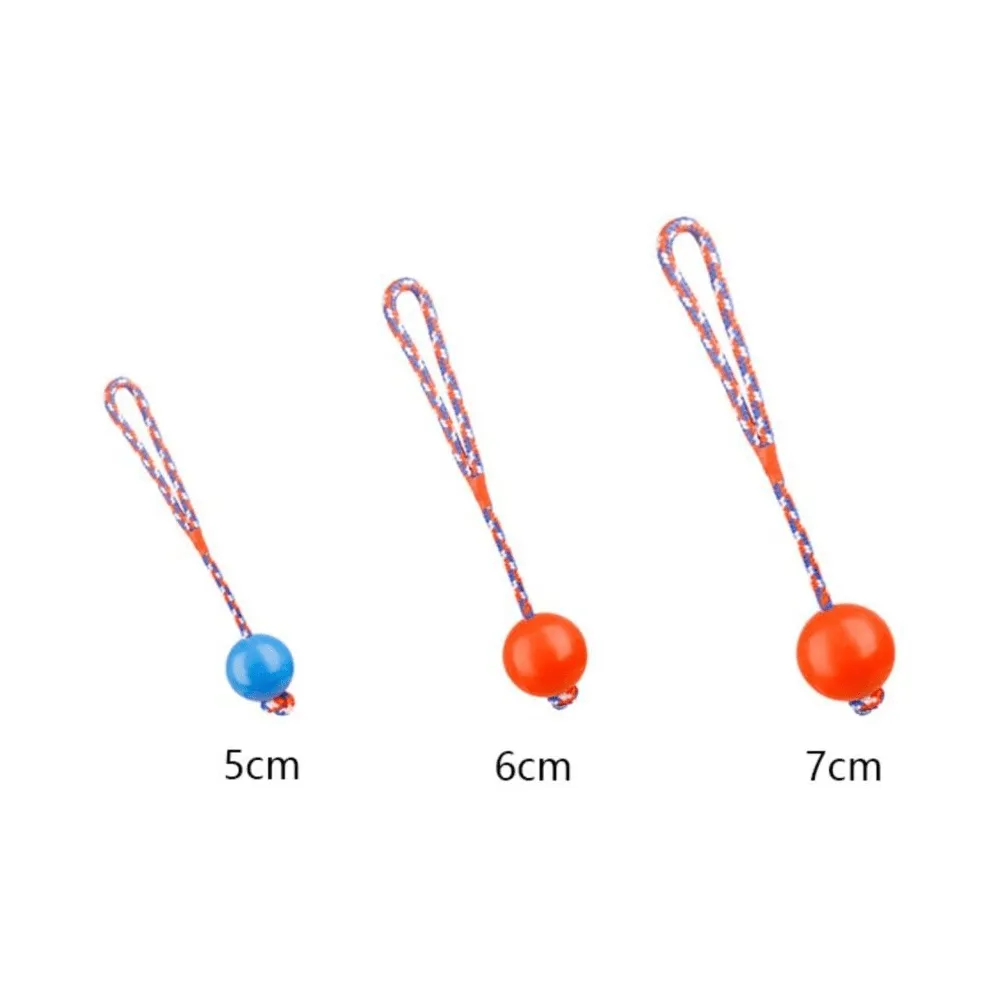 Emily Pets Rubber Ball with Rope Chew Toy for Dogs (Red)