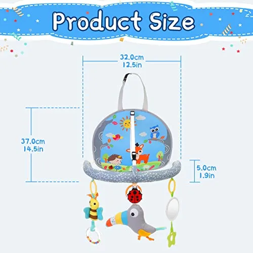 FPVERA Infant Car Seat Toys for Babies 0-6 Months: Travel Baby Toy for Rear Car Seat, Adjustable Mobile Activity Arch with Music, Sensory Hanging Toy Fits Safety Car Seats, Crib, Stroller