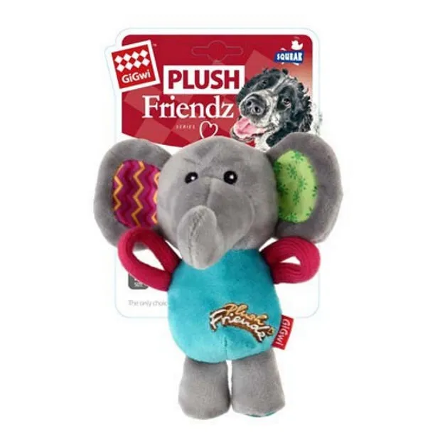 GIGWI Plush Friendz Multicolour Elephant Dog Toy