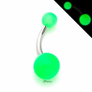 Glow In The Dark Balls Belly Button Ring - Dark Green