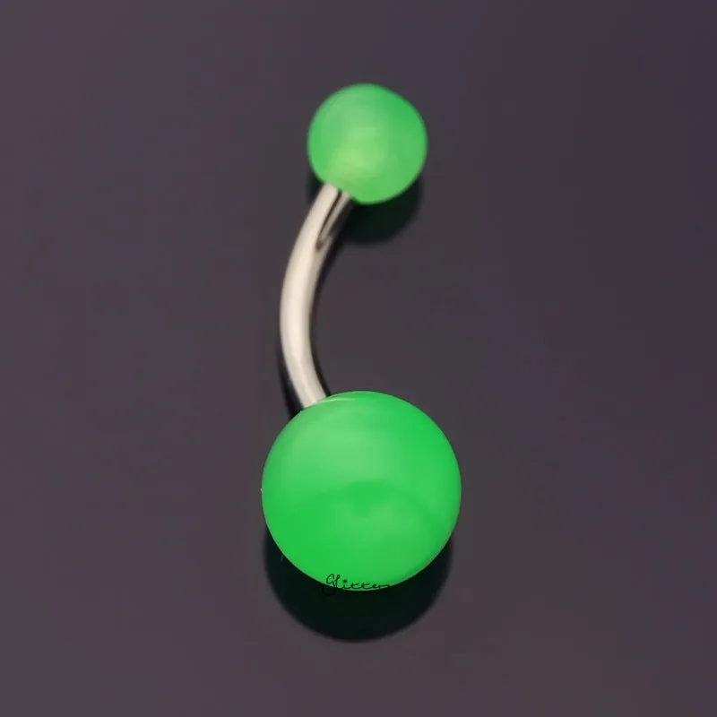 Glow In The Dark Balls Belly Button Ring - Dark Green