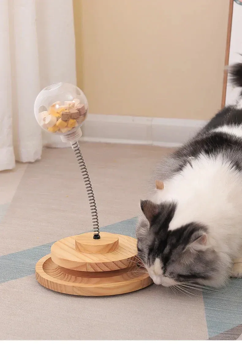 Interactive Cat Turntable Solid Wood