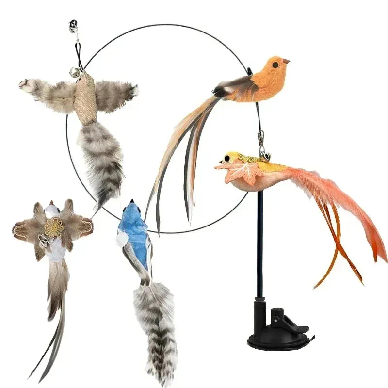 Interactive Peacock Feather Cat Toy with Bell and Suction Cup