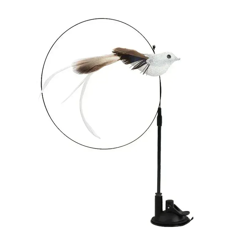 Interactive Peacock Feather Cat Toy with Bell and Suction Cup