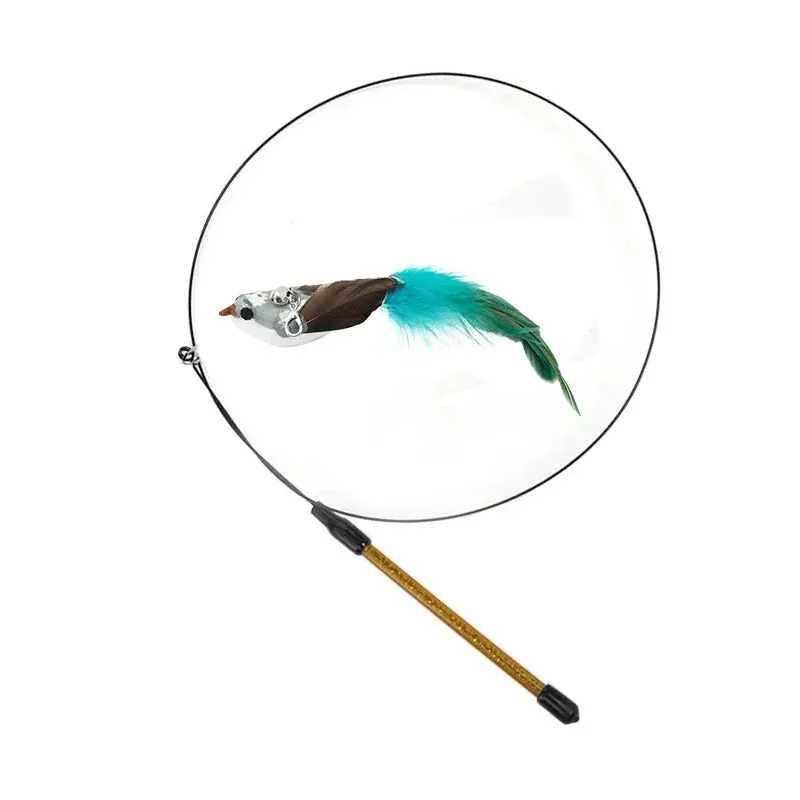 Interactive Peacock Feather Cat Toy with Bell and Suction Cup