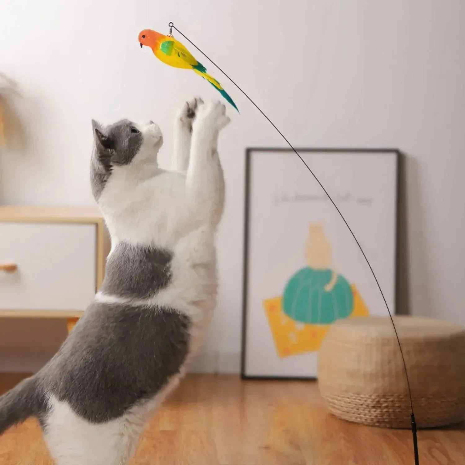 Interactive Peacock Feather Cat Toy with Bell and Suction Cup