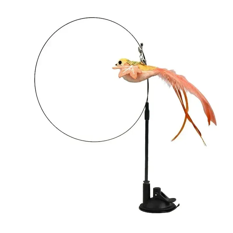 Interactive Peacock Feather Cat Toy with Bell and Suction Cup