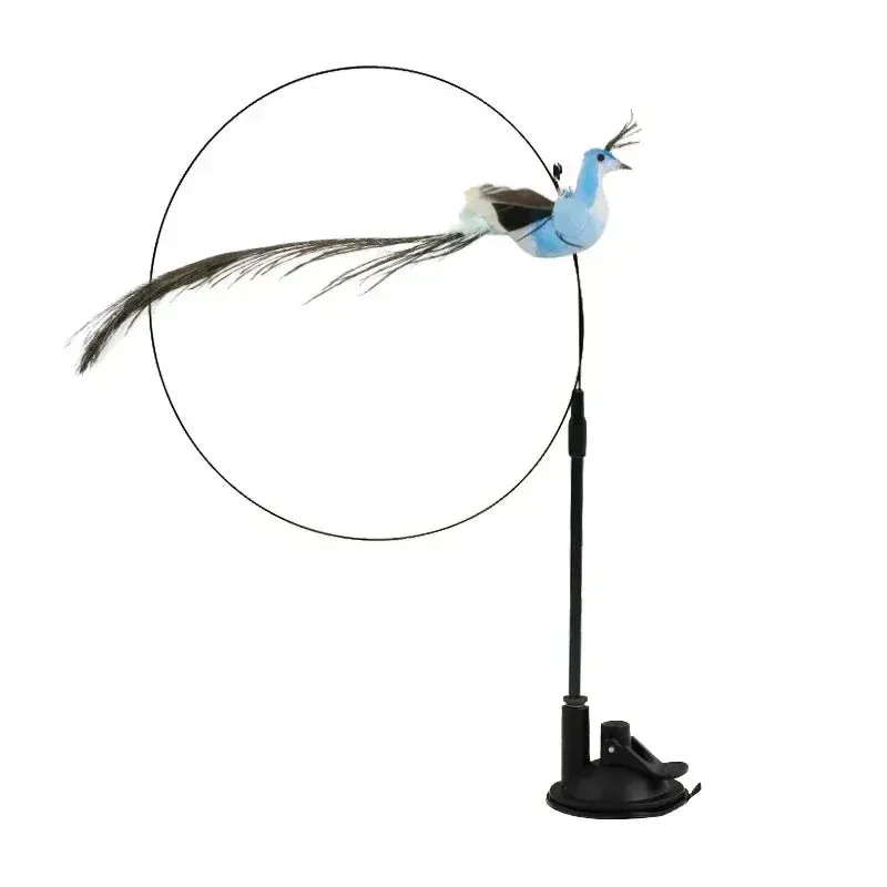 Interactive Peacock Feather Cat Toy with Bell and Suction Cup