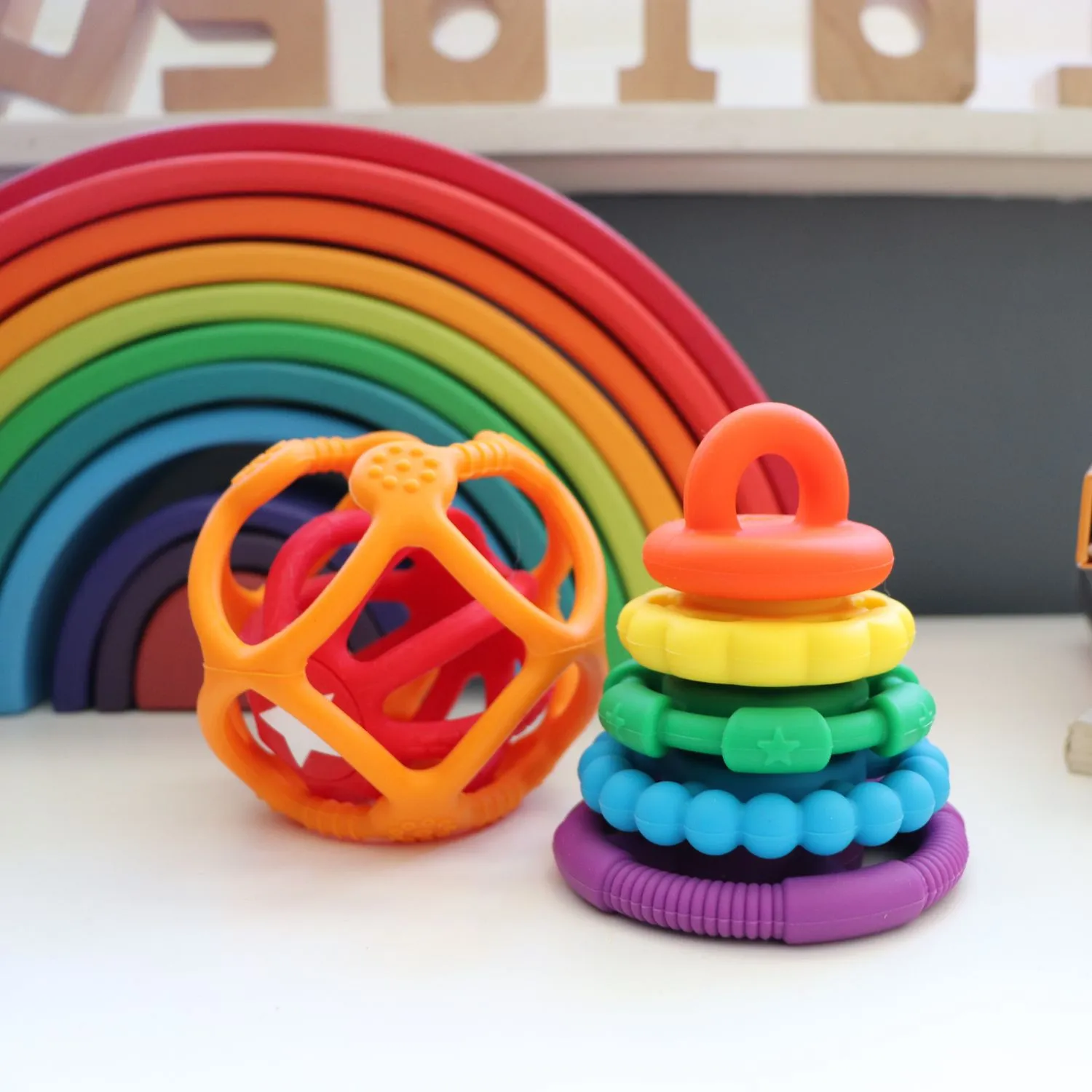 Jellystone Designs Rainbow Stacker Teether & Toy - Rainbow