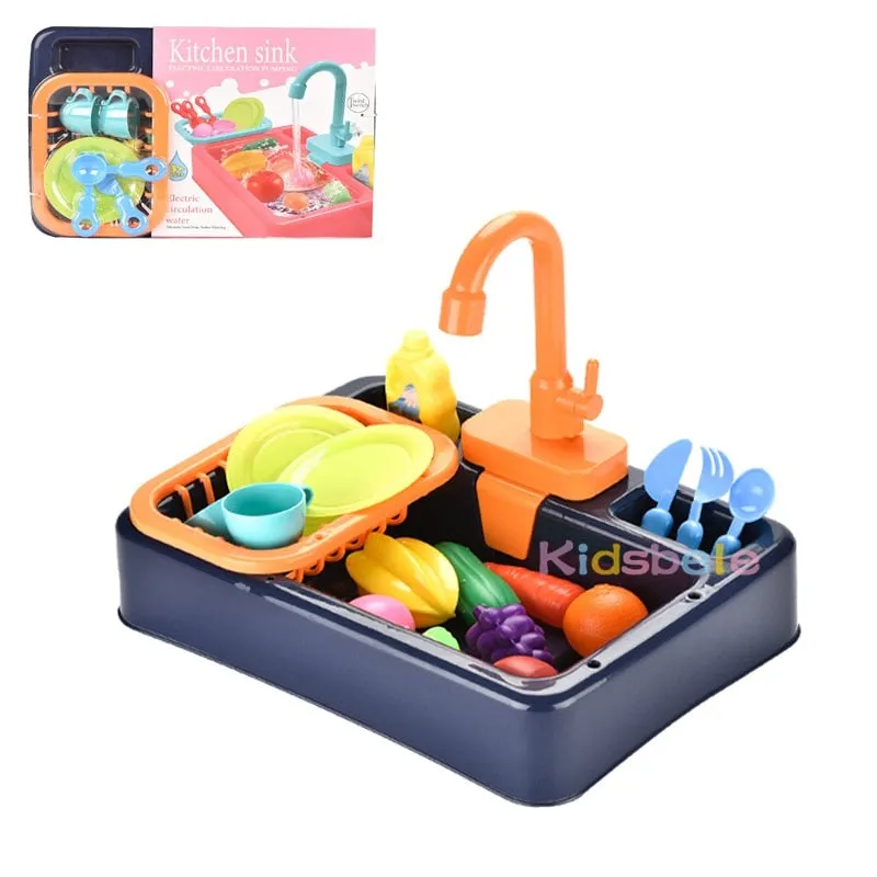 Kids Kitchen Toys Simulation Electric Dishwasher Pretend Play Mini Kitchen Food Educational Summer Toys Role Playing Girls Toys