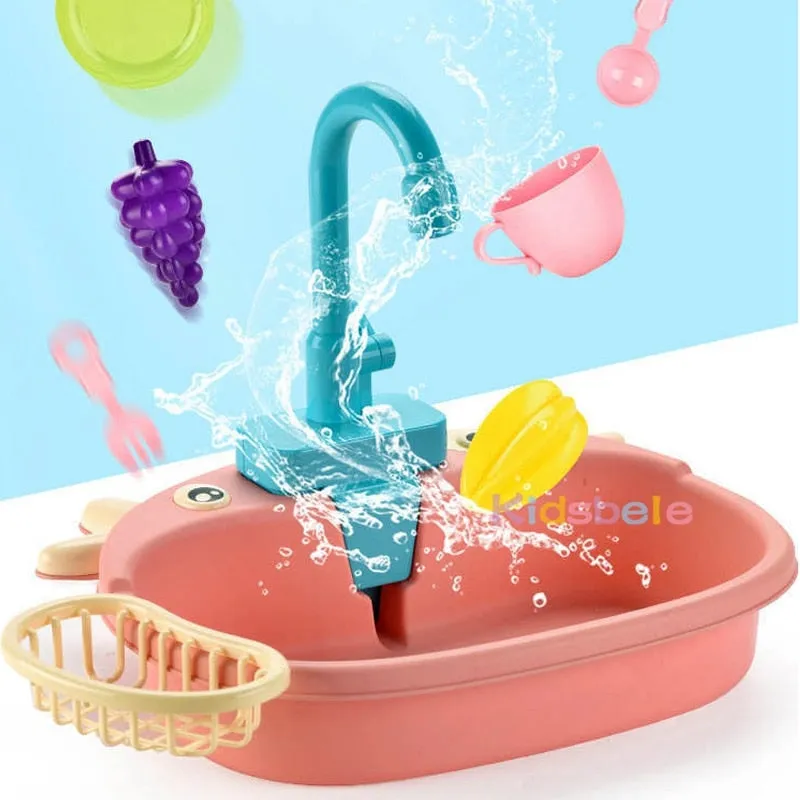 Kids Kitchen Toys Simulation Electric Dishwasher Pretend Play Mini Kitchen Food Educational Summer Toys Role Playing Girls Toys