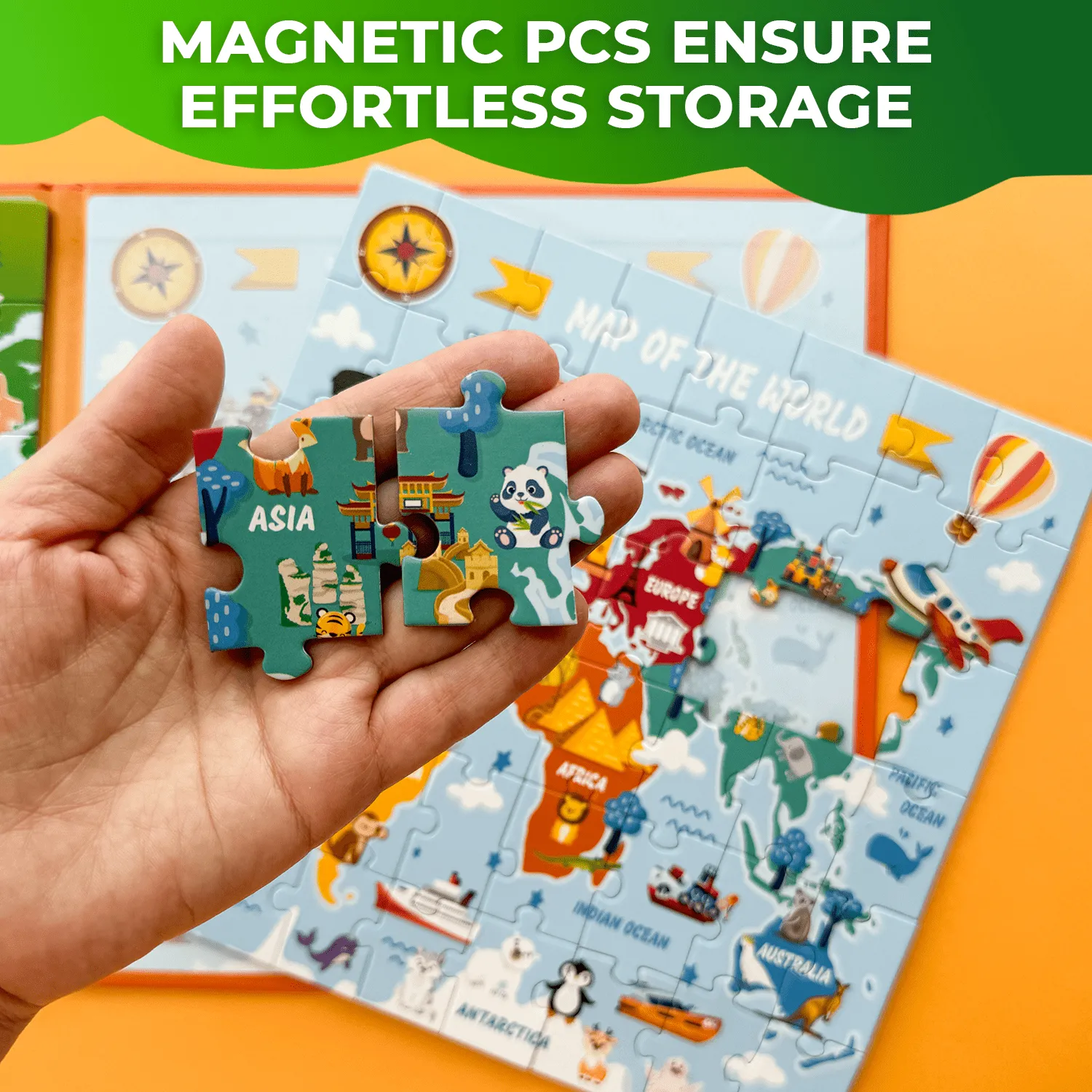 Magnetic Book 2x48 Pcs Puzzles for Kids | Maps USA & World