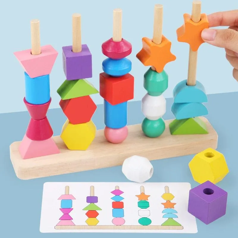 Montessori Wooden Toys Color Shape Matching Puzzle