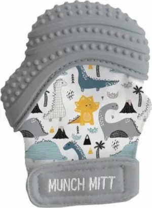 Munch Mitt Baby Teething Mitten (Grey Dino)