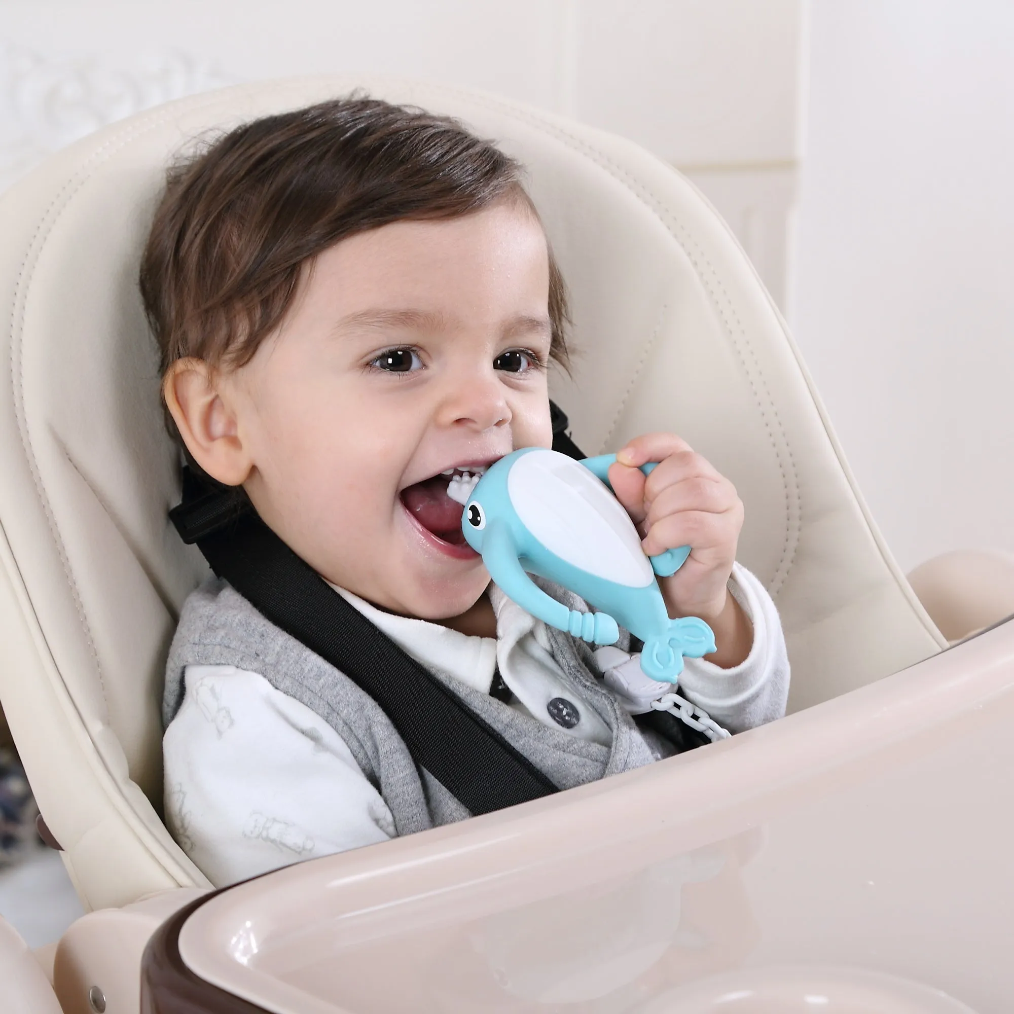 Nora Narwhal Silicone Teether - Light Blue