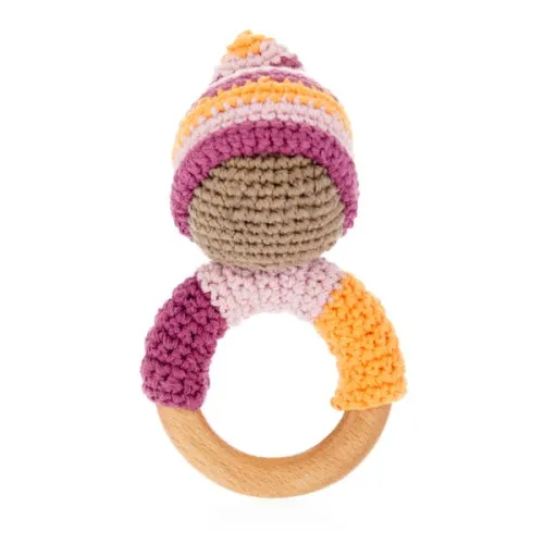 Pebble Organic Pixie Wooden Teether Ring Rattle