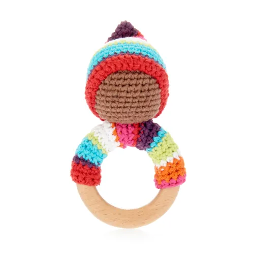 Pebble Organic Pixie Wooden Teether Ring Rattle