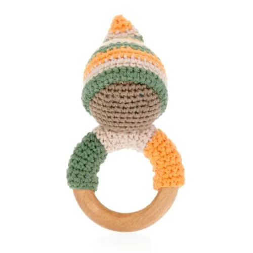 Pebble Organic Pixie Wooden Teether Ring Rattle