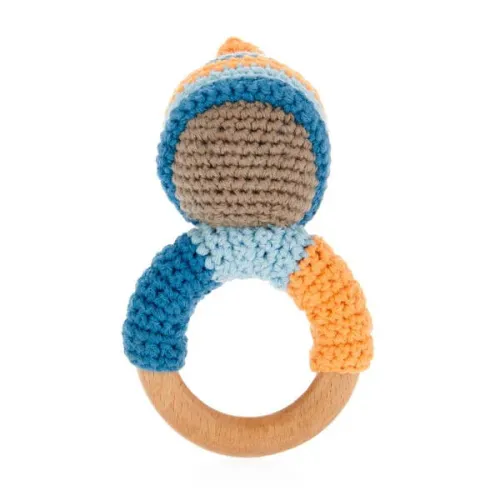 Pebble Organic Pixie Wooden Teether Ring Rattle