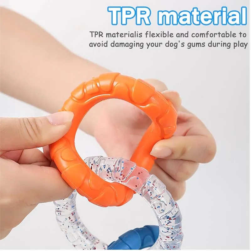 Rubber 3-Ring Tug Dog Toy - Indestructible Interactive Chew Toy for Aggressive Chewers