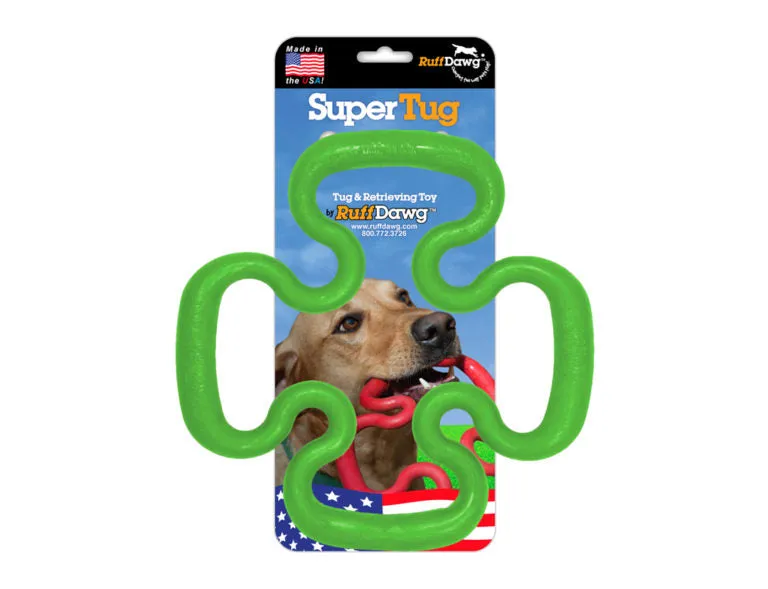 RuffDawg USA Super Tug Rubber Tug Dog Toy, Assorted