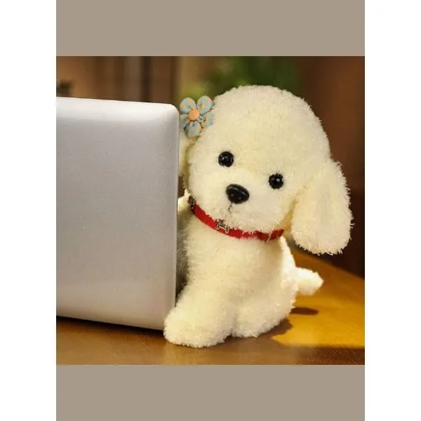 Soft and Adorable Realistic Furry Toy Dog with Pure Cotton Filling for Children Gift and Home Decoration, White