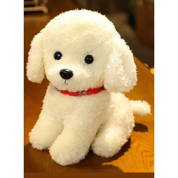 Soft and Adorable Realistic Furry Toy Dog with Pure Cotton Filling for Children Gift and Home Decoration, White