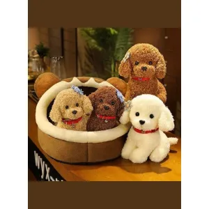 Soft and Adorable Realistic Furry Toy Dog with Pure Cotton Filling for Children Gift and Home Decoration, White