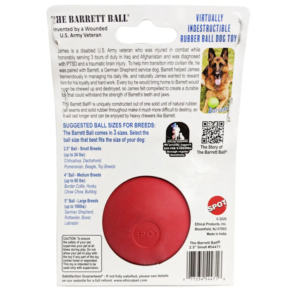 Spot Barrett Ball Dog Toy Red Small, 2.5"