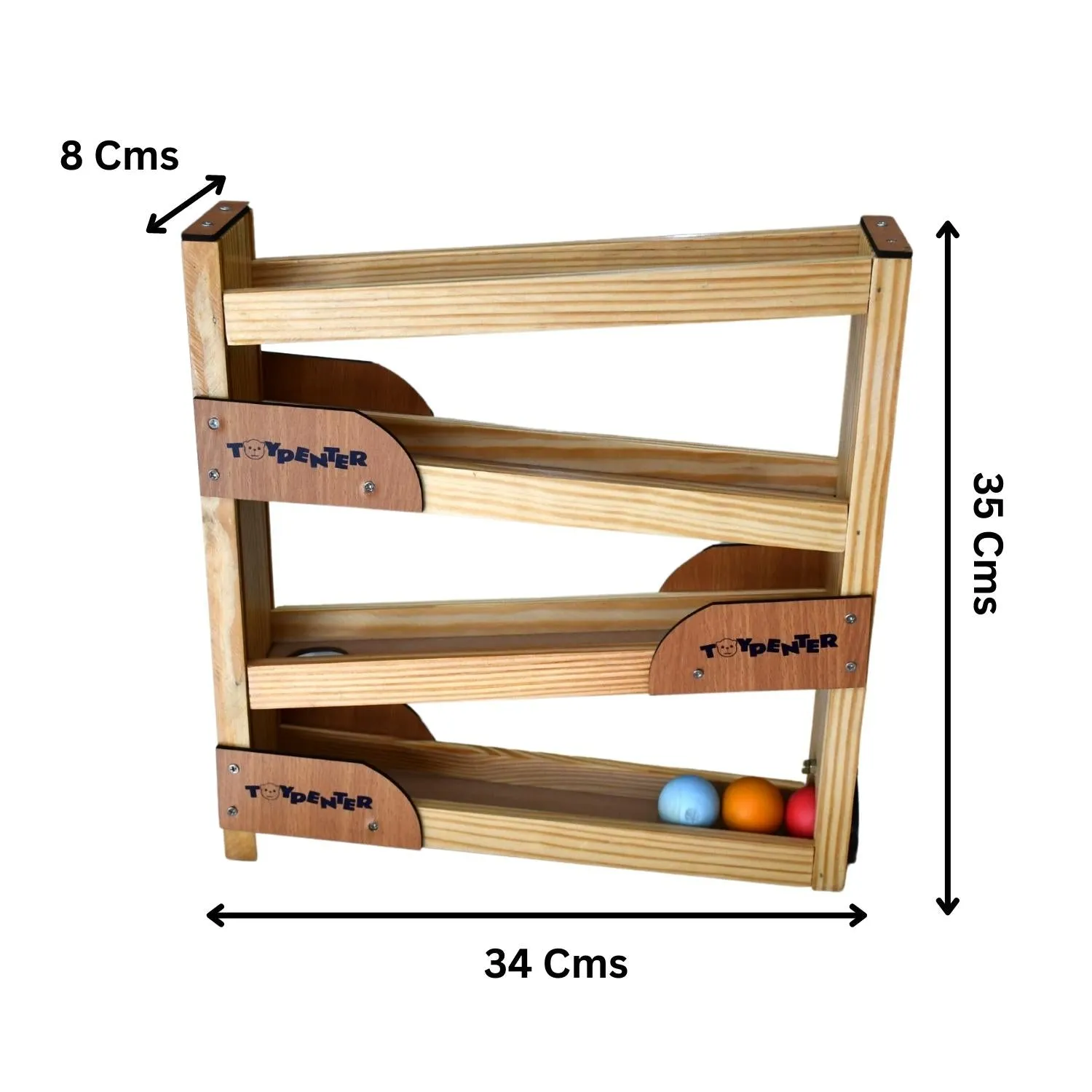 TOYPENTER Wooden Ball tracker with 3 Colorful Balls, Educational Toys / Games for Kids, Wooden Toys for 1 - 3 years Kids