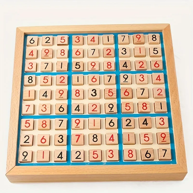 Wooden Sudoku Game for Kids Logical Puzzles and Question Challenges