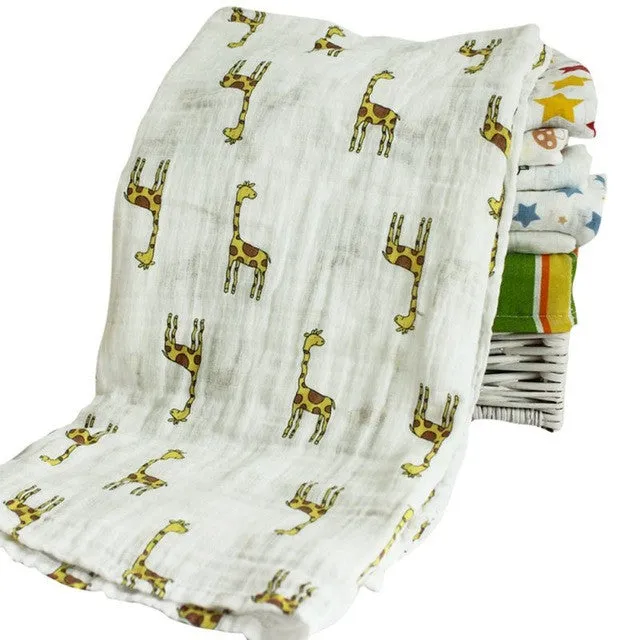 Y16 Newborn Baby Swaddling Blanket Infant Cotton Comfortable Muslin Swaddle Towel 120*120cm