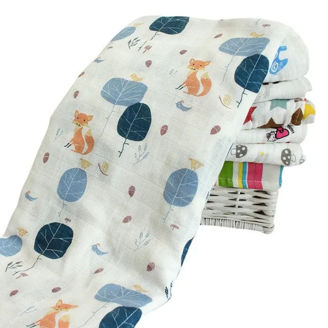 Y16 Newborn Baby Swaddling Blanket Infant Cotton Comfortable Muslin Swaddle Towel 120*120cm